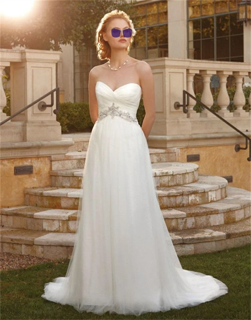 

Линия Простой свадебное платье 2021 дешевые знаменитости милый из белого тюля Винтаж нижней части спины аппликации Бисер обхват талии