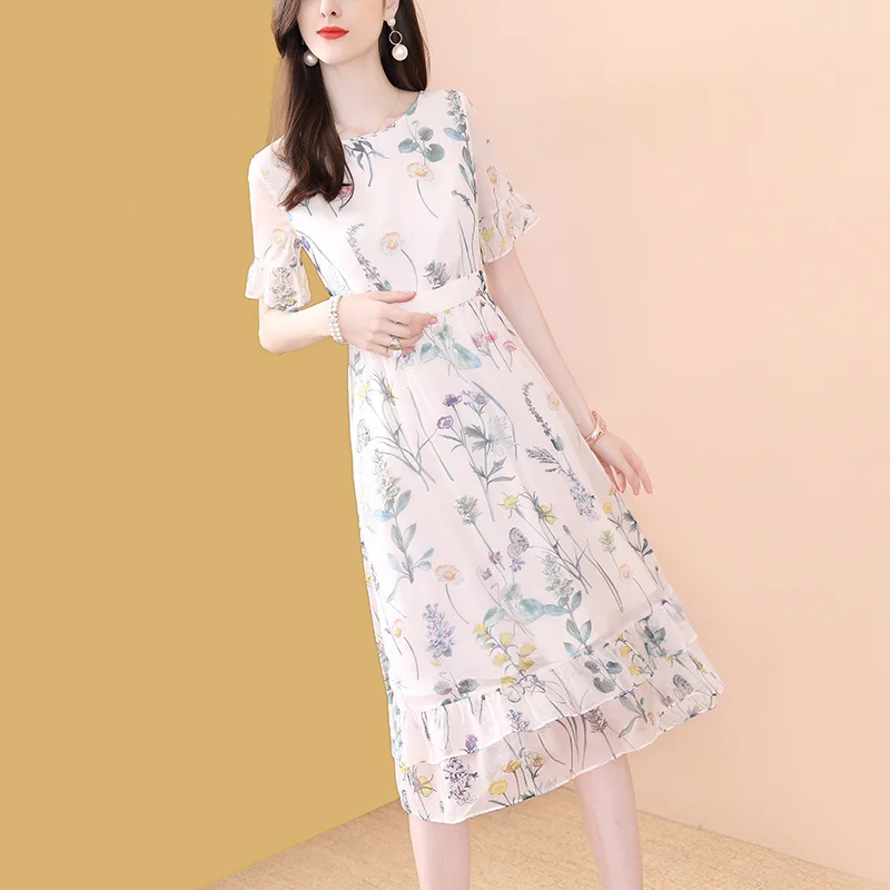 Женское шифоновое платье миди облегающее ТРАПЕЦИЕВИДНОЕ ПЛАТЬЕ С Коротким