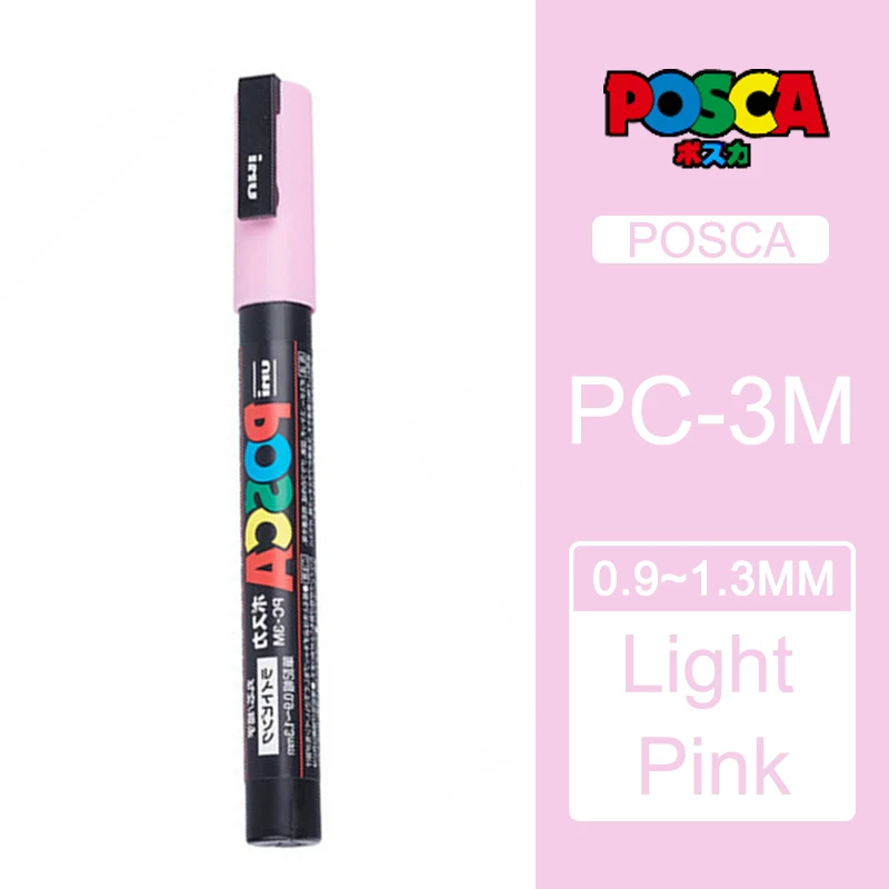 1 шт., одношариковые, Posca, PC-3M, средние маркерные ручки, постер, рекламная ручка, ФНЕ, слово, водяной знак - Цвет: Light pink