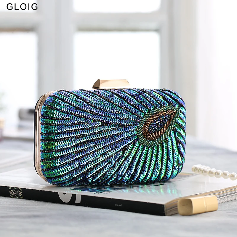 

Green Color Sequined Women Handbags Plastic Vintage Ladies Dress Evening Bags Small Handmade Female Design Purse