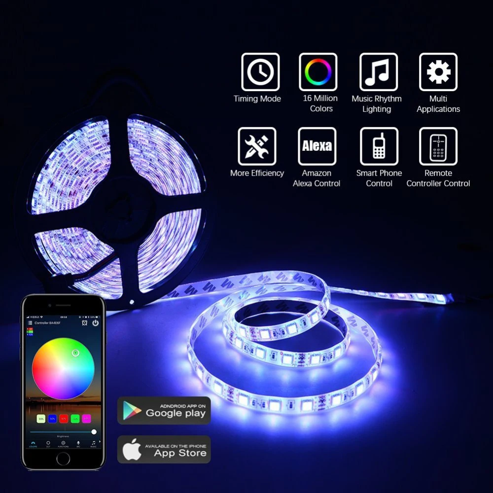 5050 RGB светодиодная лента для управления телефоном беспроводная WiFi Лента работает