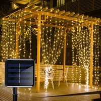 solar led light outdoor garland curtain 3m3m christmas decoration festoon for weddingpartyindoorxmasgardenstreet decor