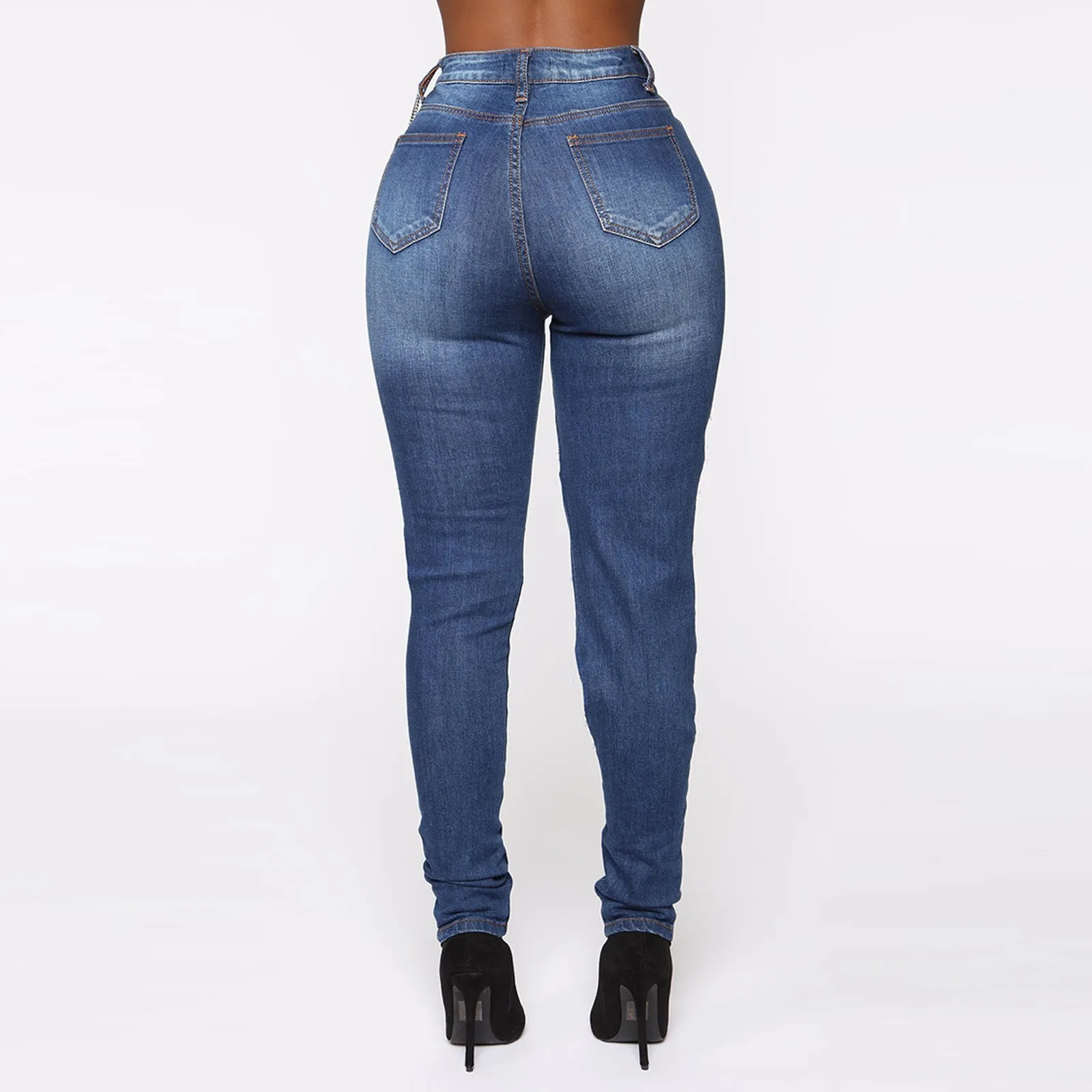 

Women Slim Washed Ripped Hole Gradient Long Jeans Denim Sexy Regular Pants Women Pants Ripped Jeans For Women Pants Aesthetic