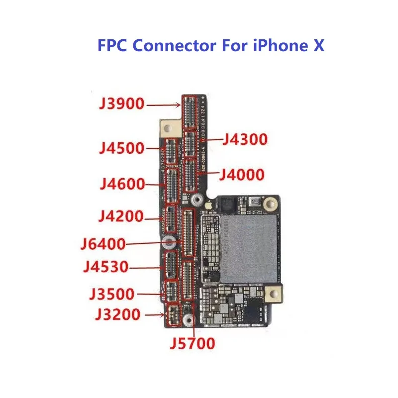 

MasterXu Volume FPC Connector Socket 10pcs For iPhone X J3500 Main Board VOL Flex Connector On Board Repair No Volume