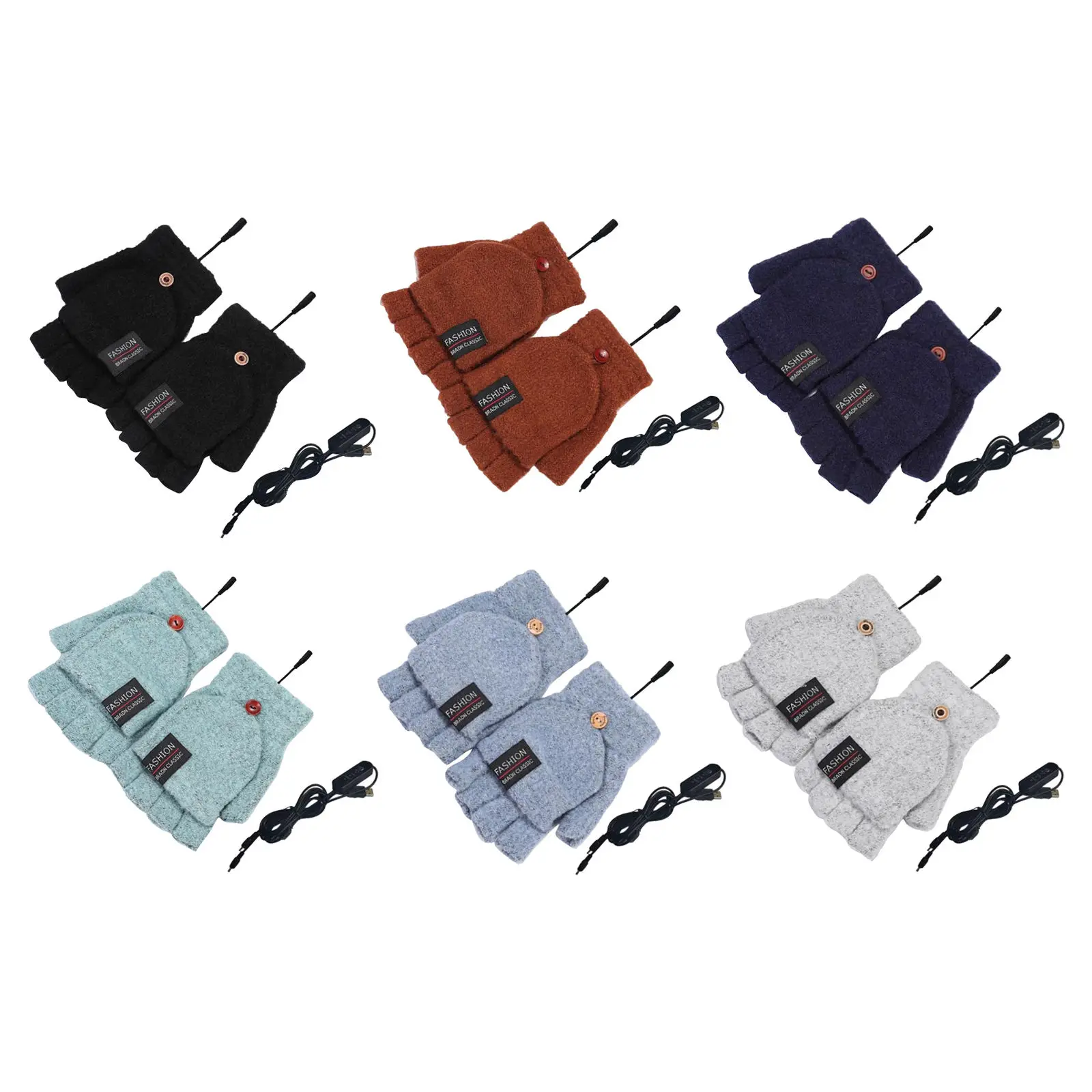 

Winter Warm Heating Half Finger Gloves Mitten with Cover, 5V USB Power