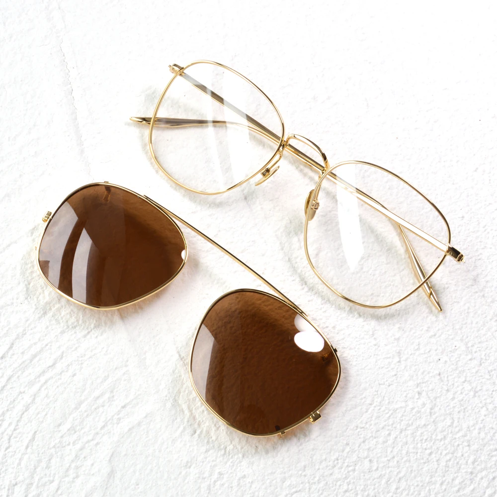 Чистый Титан очки с оправой для Для мужчин ретро круглая коробка рецепта золото