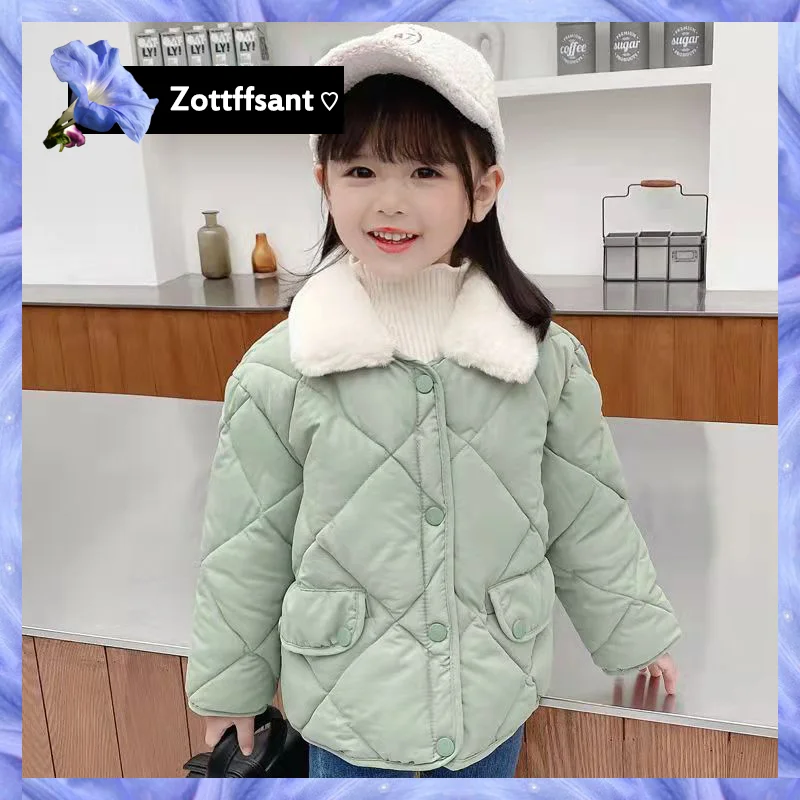 

Girls Clothes Kids&Babys Rabbit Fur Collar Coats Korean Style For Boys Outerwears 2022 New Winter Children's Warm Cotton Jackets