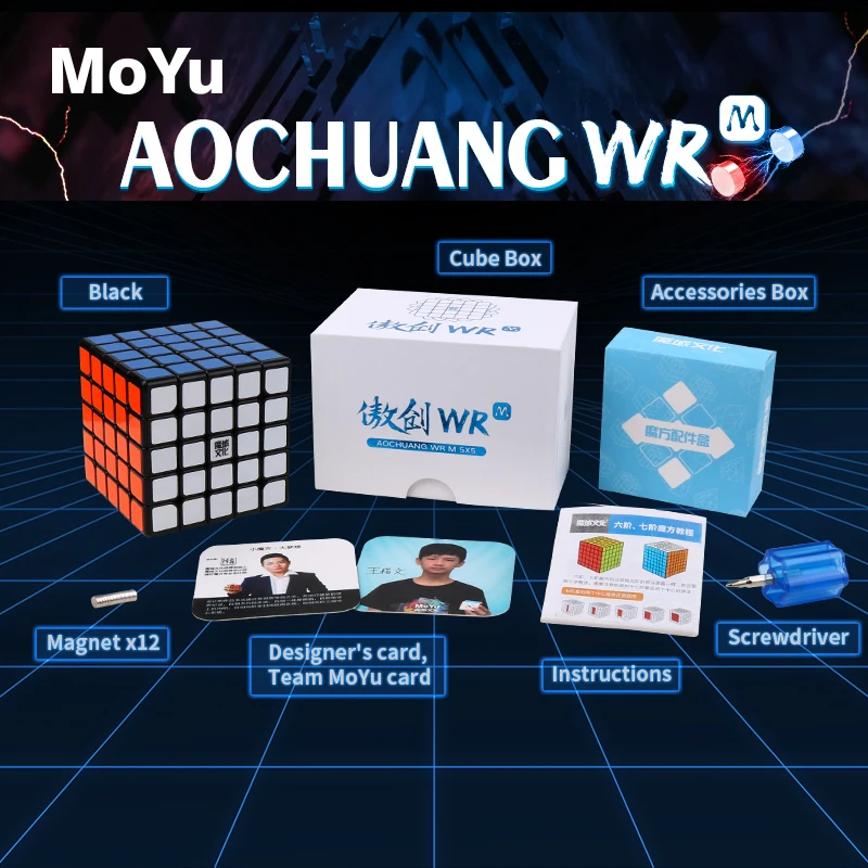 

Moyu AoChuang WR M 5x5 Магнитный магический куб скоростной куб AoChuang WRM 5x5x5 соревновательные магниты кубики головоломка липкие детские игрушки