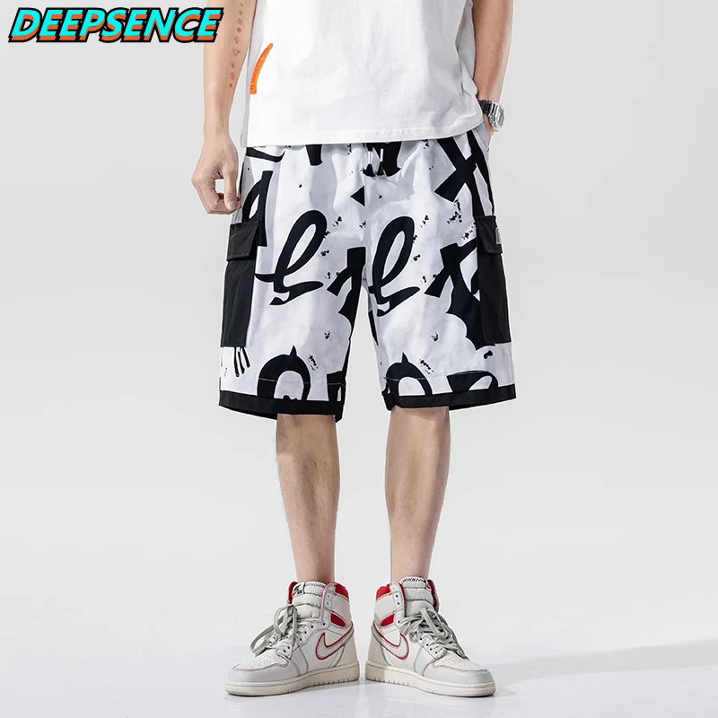 Мужские шорты до колена из полиэстера с абстрактным рисунком свободного покроя