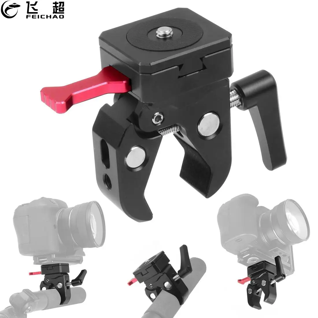 

FEICHAO Super Crab Clamp With Universal V-Lock Mount Quick Release Adapter for DSLR Camera Battery Photo Studio Accessory