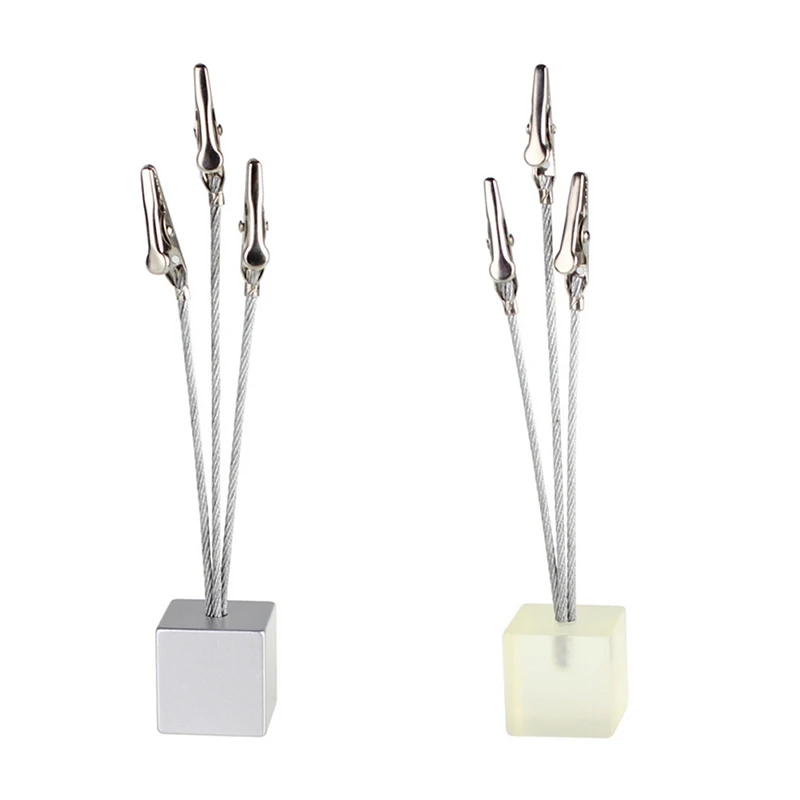 

Small Cube 3 Alligator Wire Memo Picture Note Card Desk Paper Photo Clip Holder,table Stand Place Office Dest Favor
