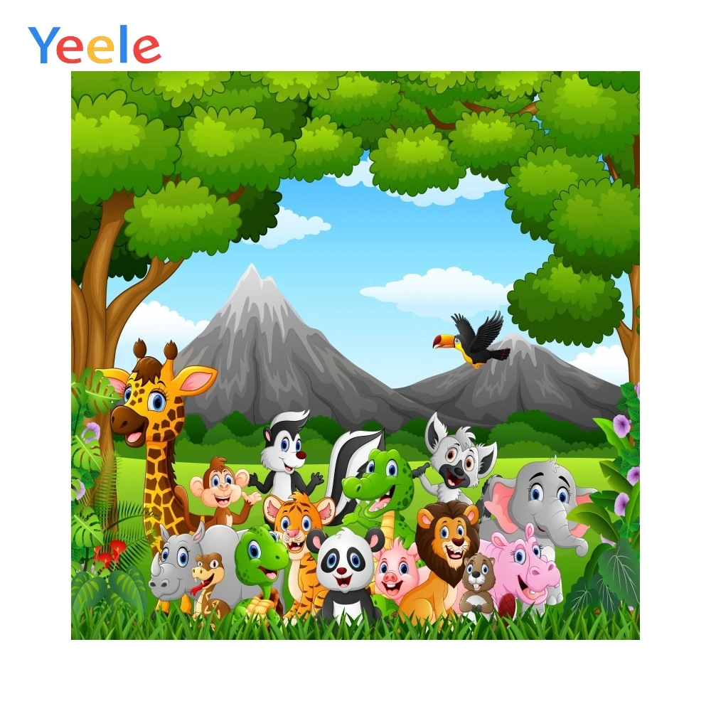 

Yeele Jungel Safari Birthday Backgrounds Forest Baby Cartoon Party Poster Portrait Photography Backdrops Photocall Photo Studio