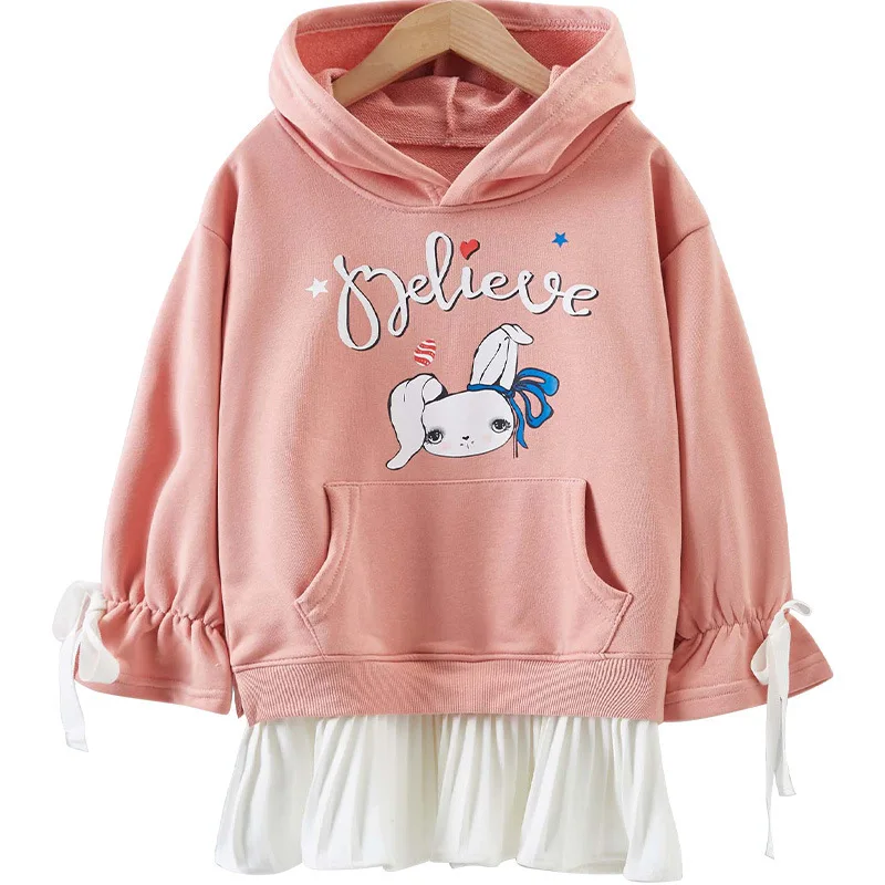 2019 Autumn Children's Fashion Casual Sweatshirt Hoodies Gilrs Long Sleeve Pleated Skirt Cute Coat Tops Sweater | Мать и ребенок