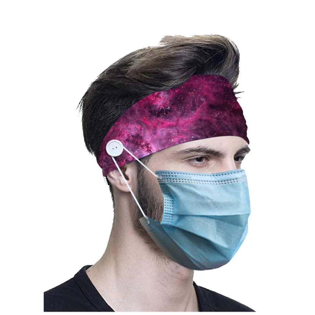 Эластичная резинка для волос унисекс бега йоги с кнопкой регулируйте маску