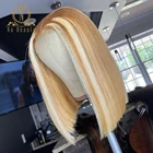613 хайлайтер боб парик вырез фальшивой впереди парик из человеческих волос цветной T часть парик на сетке для женщин HD прозрачный кружевной парик Na Beauty
