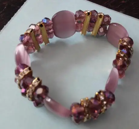 purple Модные браслеты с кристаллами кошачий глаз из бисера, хорошее растяжение, золотой цвет, аксессуар, браслет, цельный gcb1148 - Окраска металла: purple
