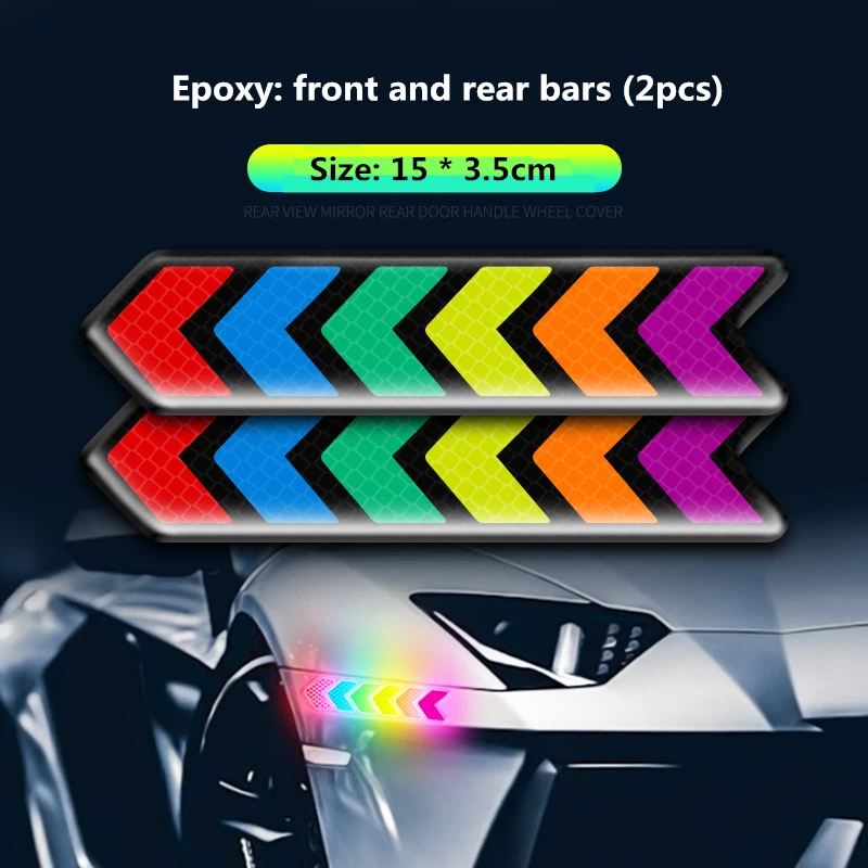 Car reflective stickers door anti-collision anti-scratch rear-view mirror colorful safety warning personalized Reflective Strips |