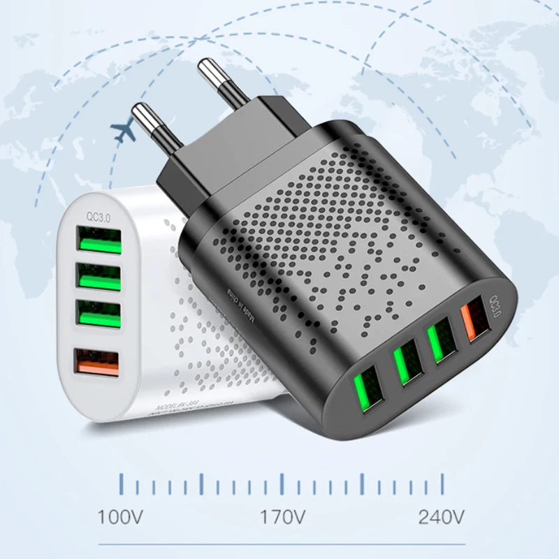 Quick USB Phone Charger Universal 4 Port Travel Fast Charging Portable Power Bank Adapter For Samsung | Мобильные телефоны и