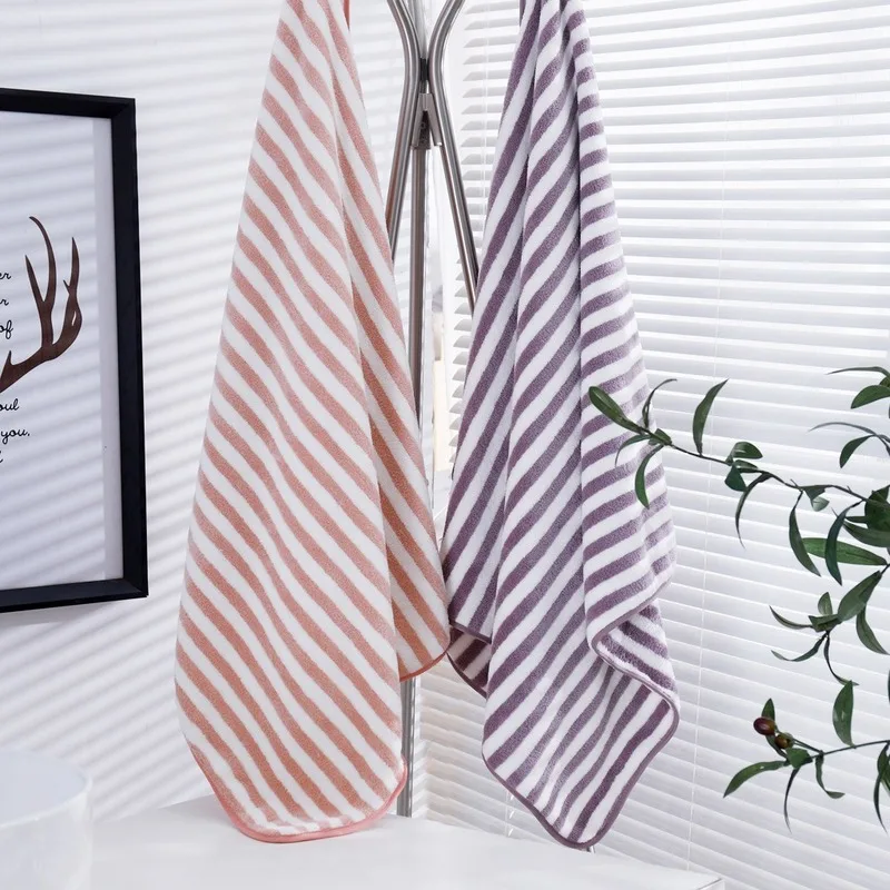 

Coral Fleece High Density Soft Absorbent Thickening Adult Men and Women Quick-Drying Color Stripes Home Daily Towels Bathroom