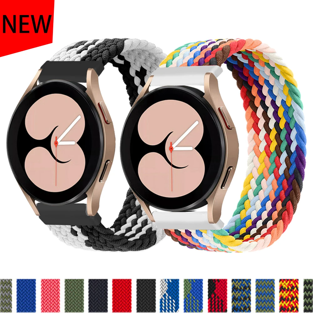 

20mm 22mm Braided Solo Loop Band for Samsung Galaxy watch 4 3 46mm 42mm active 2 40mm 44mm Gear S3 bracelet Huawei GT2 Pro strap