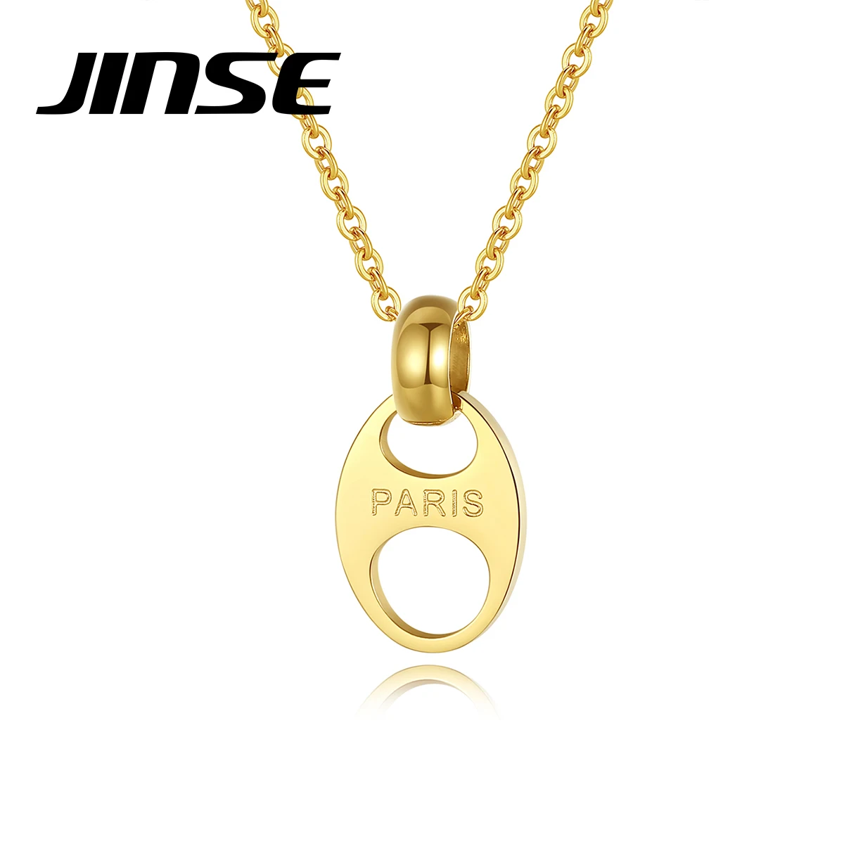 

JINSE New Bohemia Double Hole Letter Pairs Pendant Necklace for Women Fashion Jewelry Stainless Steel Gold Link Chain Kolye Gift
