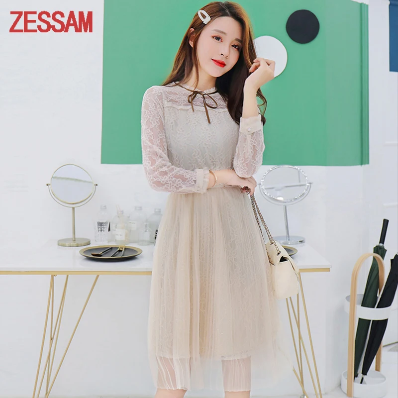 Осеннее длинное элегантное кружевное винтажное платье с длинными рукавами