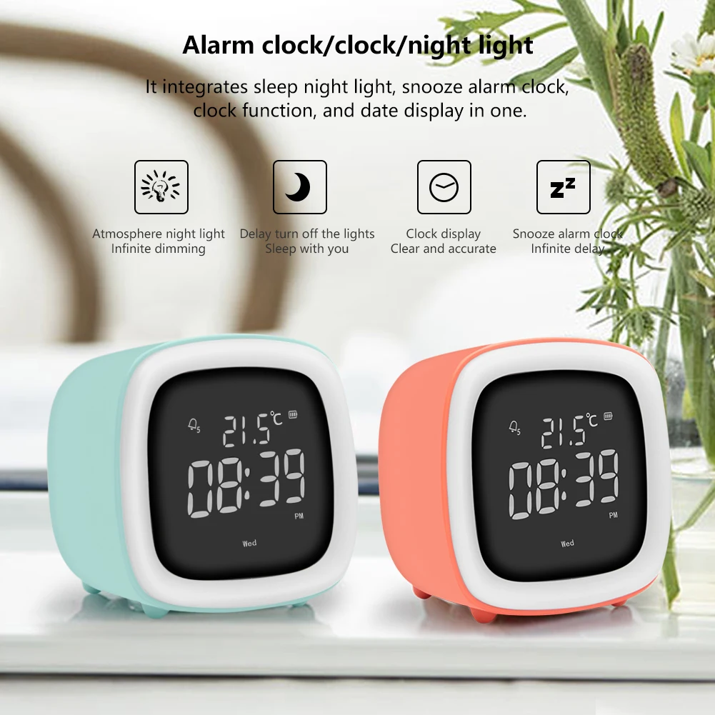 

Cute Cartoon Shape Alarm Clocks Rechargeable Digital Display Alarm Clocks with Night Light LED Clocks Bedside Table Clocks
