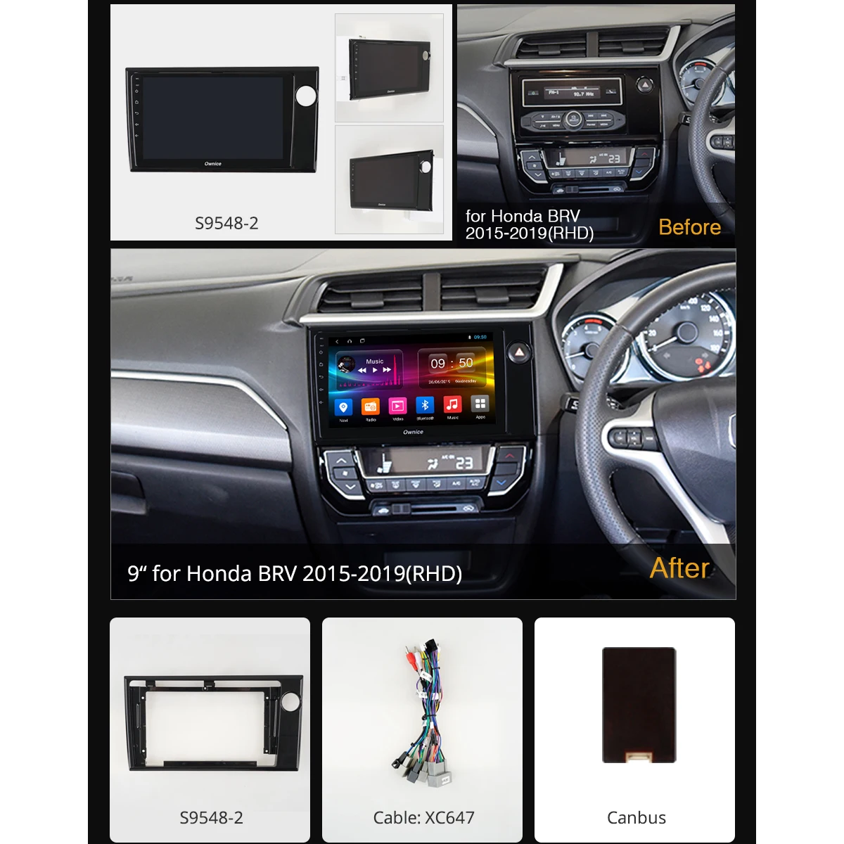 1 Din 360 ° панорамный 4G + 64G Android 9 0 Автомобильный мультимедийный радио GPS SPDIF DSP Авто