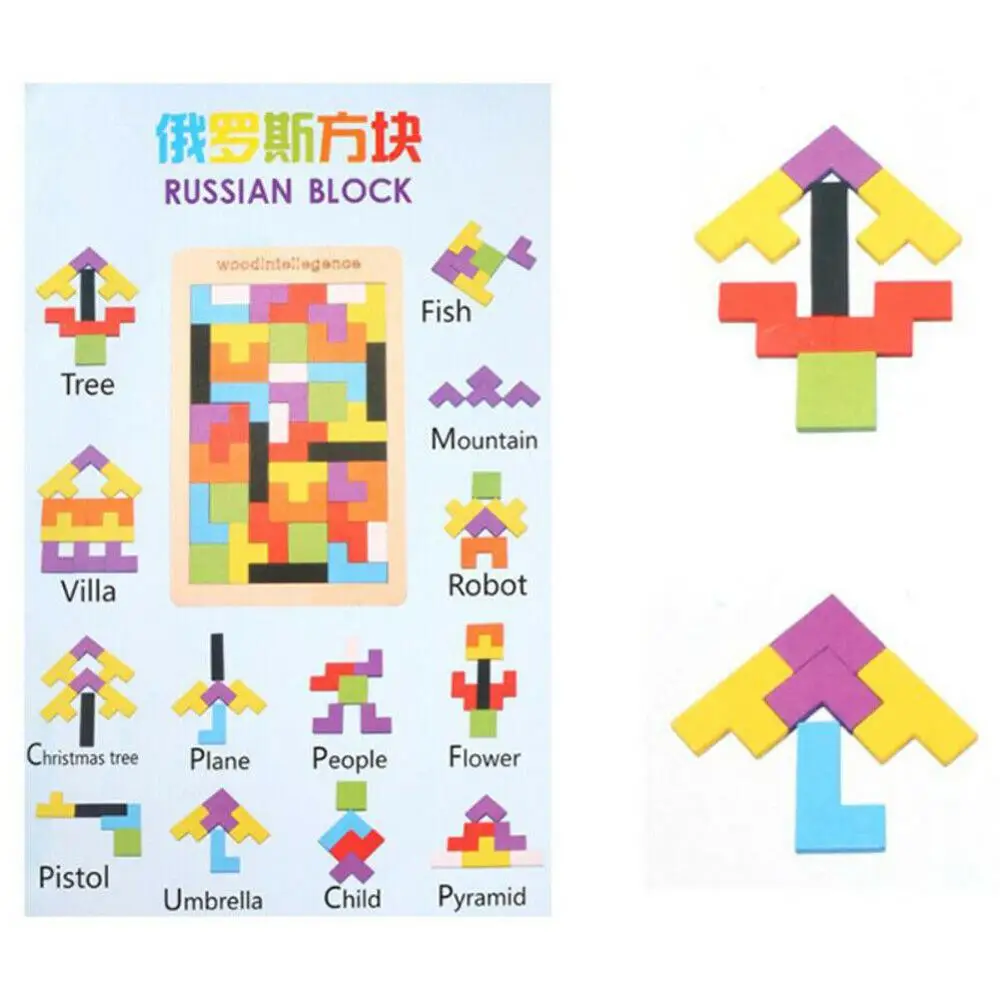 Деревянный конструктор пазл Tetris Детская обучающая игрушка для раннего развития