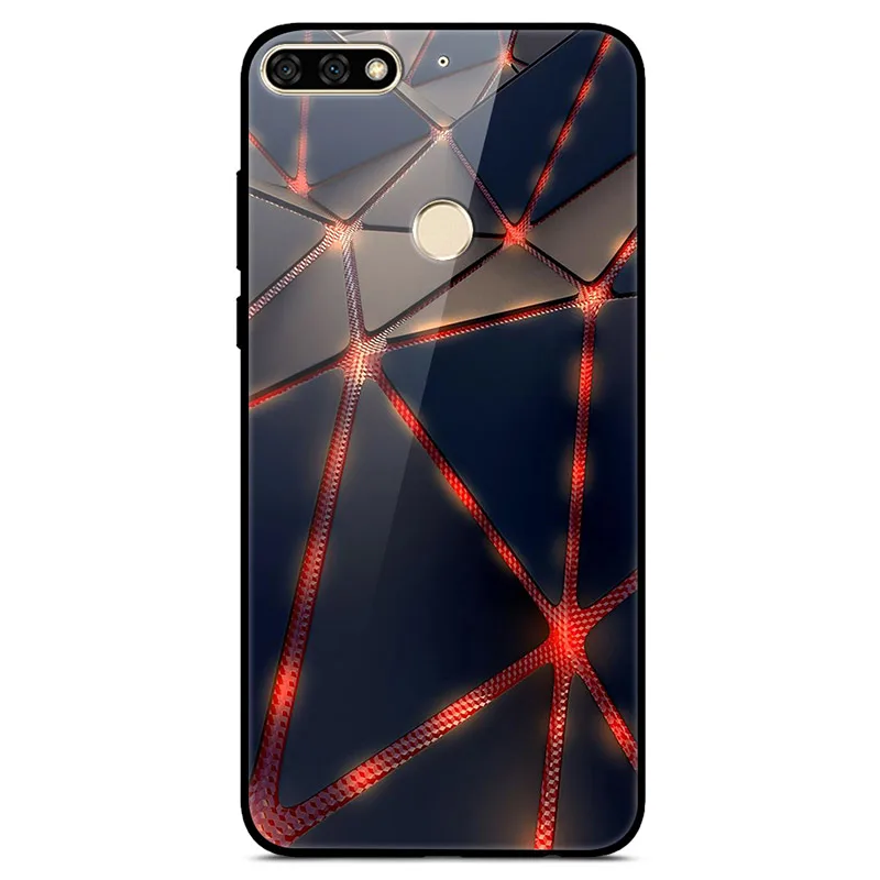 25 D для huawei Honor 7C 7A Pro Чехол, стеклянная задняя крышка, Жесткий Чехол для huawei Honor 7C чехол, модная мягкая ТПУ Рамка Honor 7 A C 5,7 - Цвет: 25