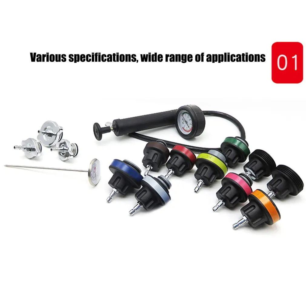

14pcs/set Radiator Pressure Compression Tester Car Repair Water Tank Accurate Easy To Use Cooling System Leak Detector