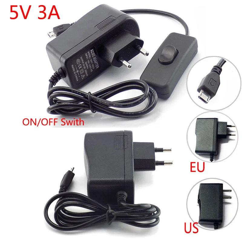 Микро USB адаптер питания зарядное устройство AC к DC 5V 3A трансформатор 100 V 240 ЕС США