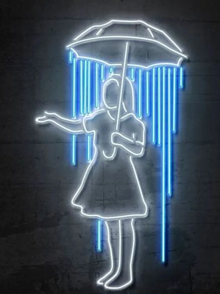 

Neon Sign Nola Girl With Umbrella rain Beer bar club Lamp love resterant light Neon Beer Signs Windows Garage Wall Sign Bar Neon