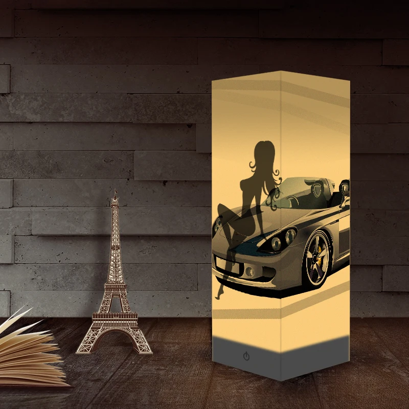 

Night Light LED New Paper Shadow USB Battery-powered Creative Touch Lamp Home Bar Table Lamp Christmas Gift-Cool Car and Beauty