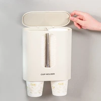 double cylinder cup taker with lid wall mounted disposable cup holder household water dispenser snap on paper cup rack