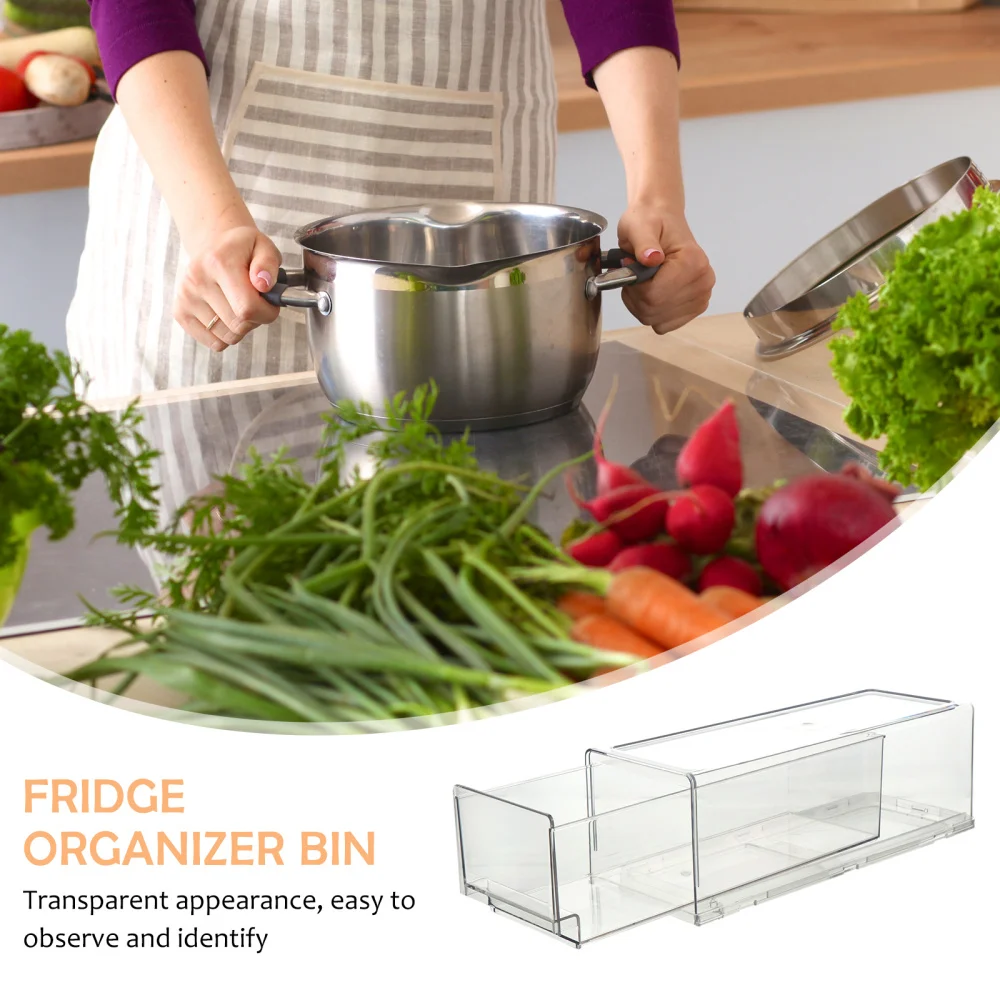 

1Pc Fridge Organizer Bin Transparent Refrigerator Organizer Food Container