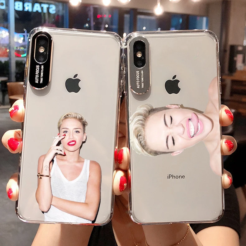 Модный прозрачный мягкий чехол Singer Miley Cyrus для iphone 8 7 6 plus X XS XR MAX 5 samsung Galaxy 9 10 coque shell |