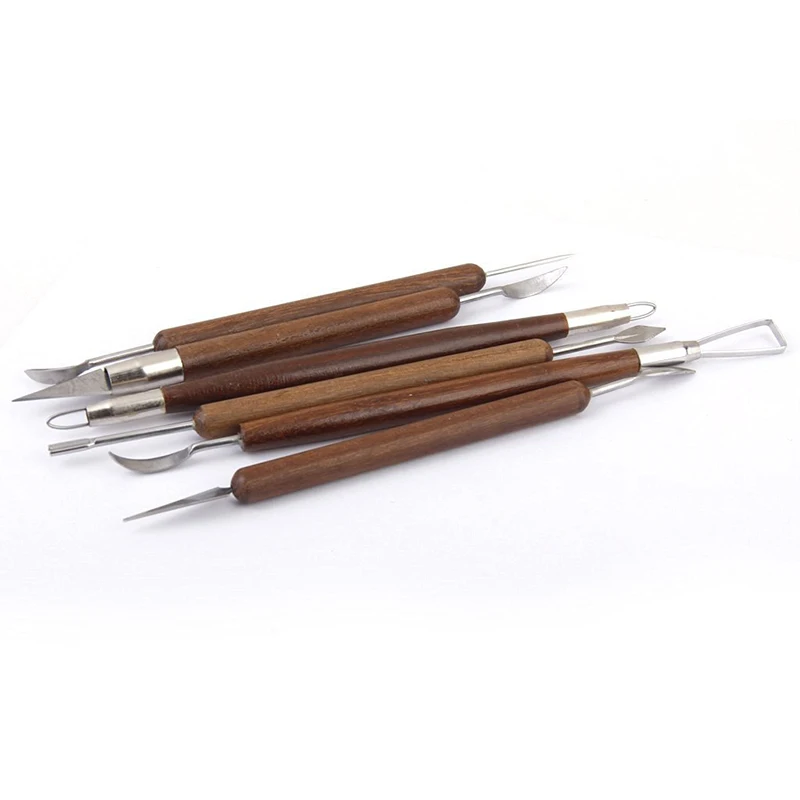 

Pottery Clay Sculpture Carving Modeling Tools Wooden Handle Set of 6pcs