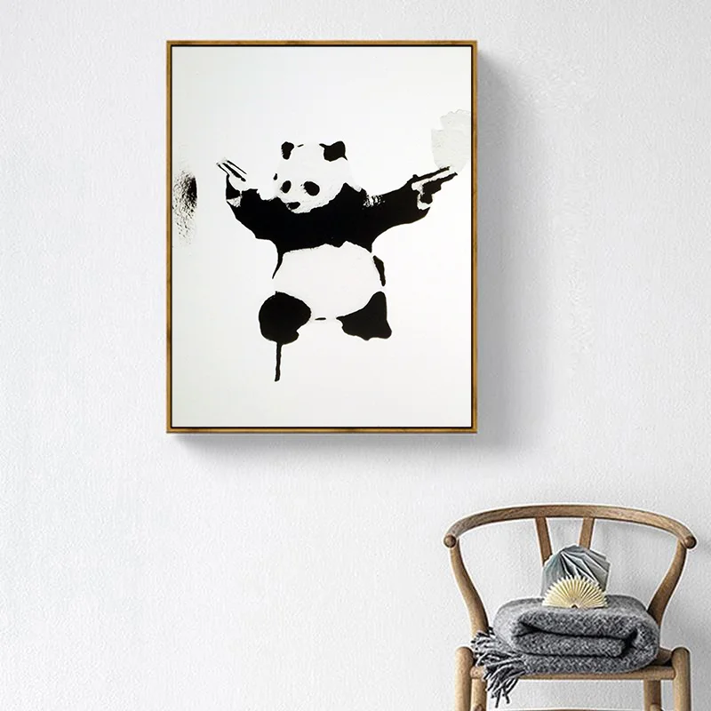 Современная Абстрактная забавная обезьяна панда эскизный постер Настенная