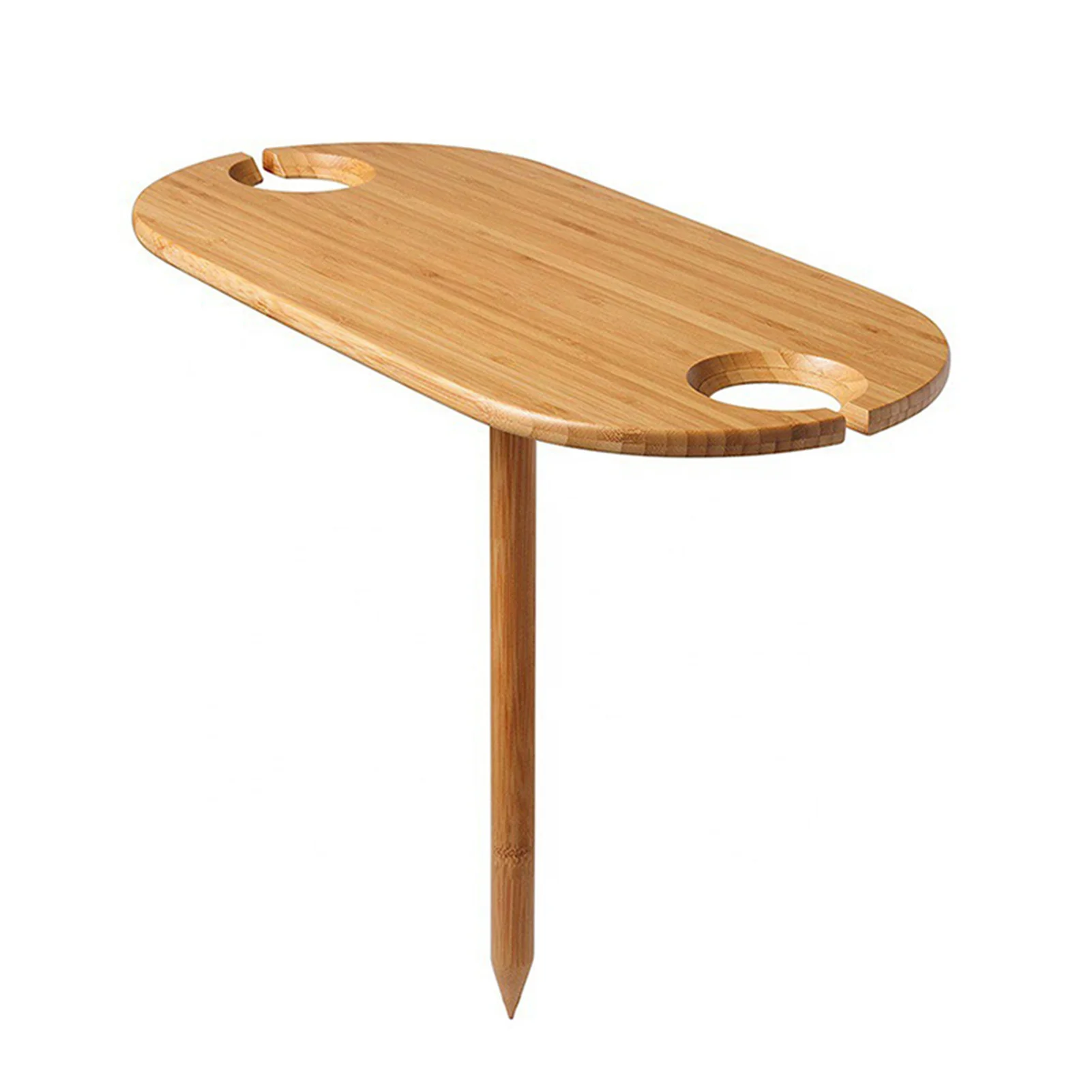 

Outdoor Picnic Table Portable Wine Holder Bamboo Table with 2 Glass Holder Simple Removable Beer Desk for Beach DC120