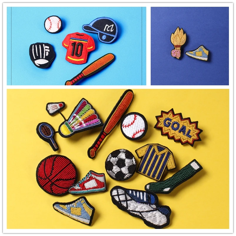 Спортивный стиль | Мяч спортивная одежда обувь нашивки с вышивкой факела вышитые