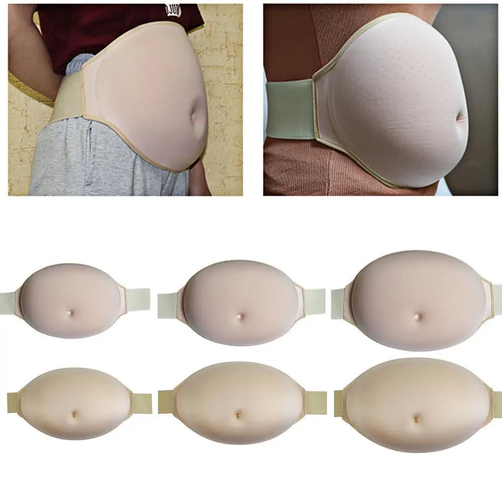 

Fake Pregnant Belly With Suspender Trousers Transgender Crossdresser False Pregnancy Belly Artificial Props Breathable Surrogacy