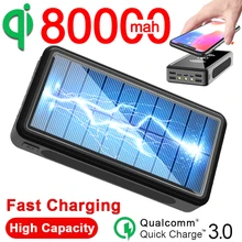 80000mAh беспроводной Солнечный внешний аккумулятор 4 USB зарядное