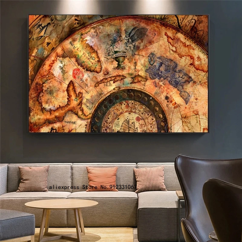 Пиратская Карта Карибского Мао Куна киноплакаты и принты Череп сокровищ Картина