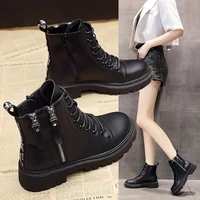 fashion thick soled martin boots autumn and winter new black leather boots classic single boots fashion fried street boots