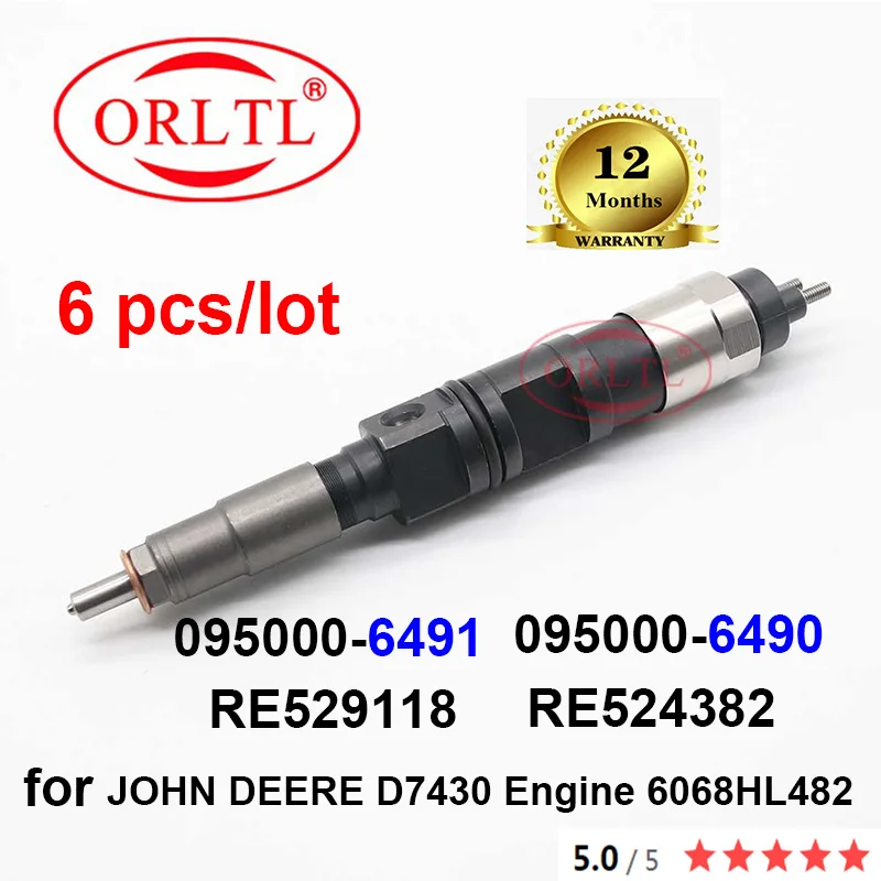 6шт ORLTL RE 529118 Новый инжектор 524382 095000 -6490 -6491 Оригинальная топливная форсунка для