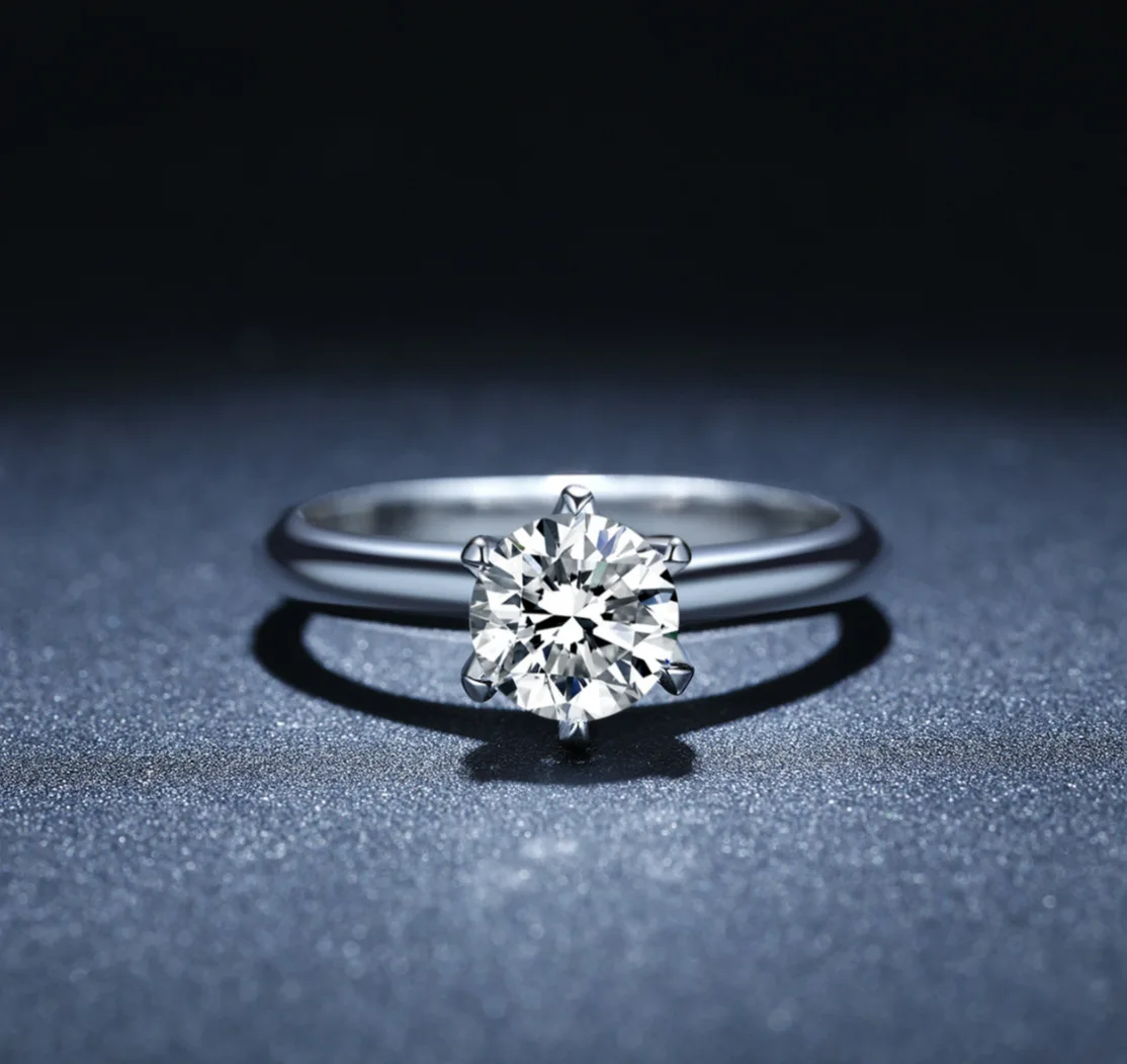 Kkmall магазин круглых серебряных колец с муассанитом 1.00ct D VVS Роскошные Колечки для