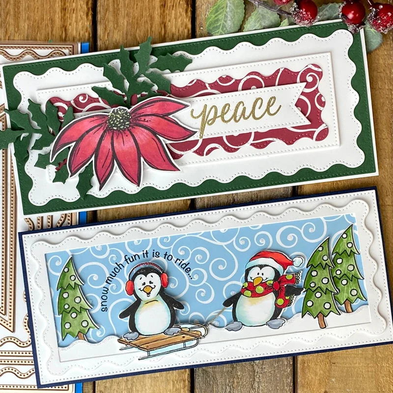 

Rectangular Framelits Slimline Wavy 7 Layers Metal Cutting Dies Scrapbooking Album Paper Diy Cards Craft Embossing Die Cuts