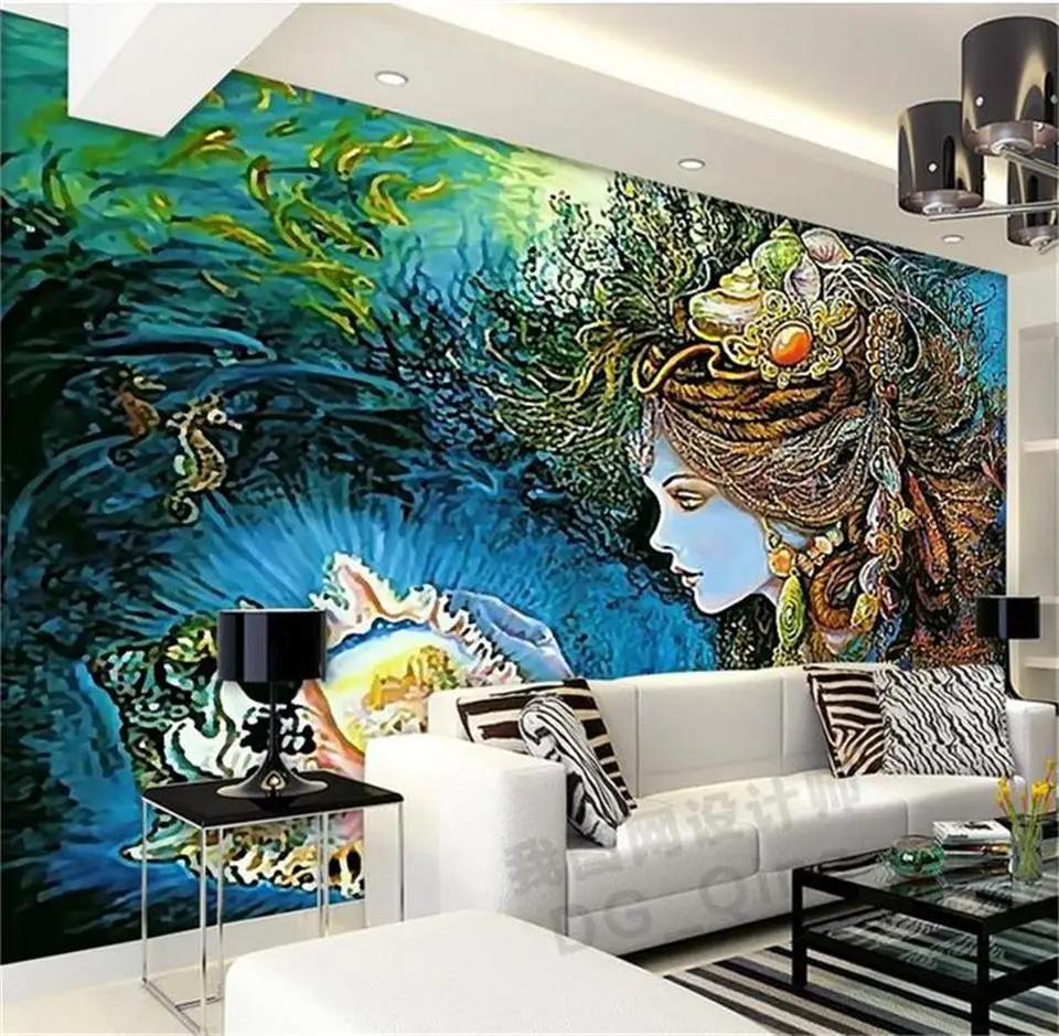 Пользовательские 3d фотообои детская комната спальня Фреска морская дочь