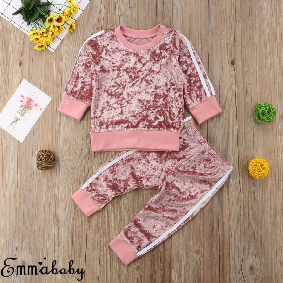 

Emmababy 2Pcs Kids Baby Boys Girls Sports Casual Velvet Autumn Suit Outfits Set